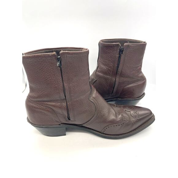 Abilene 6443 Men\'s Brown Leather Western Side-Zip Wingtip Snip Toe Boots Size 13 main image 9